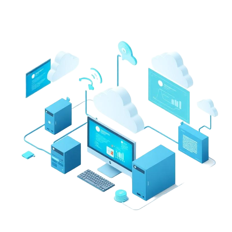 IT services management with cloud infrastructure illustration