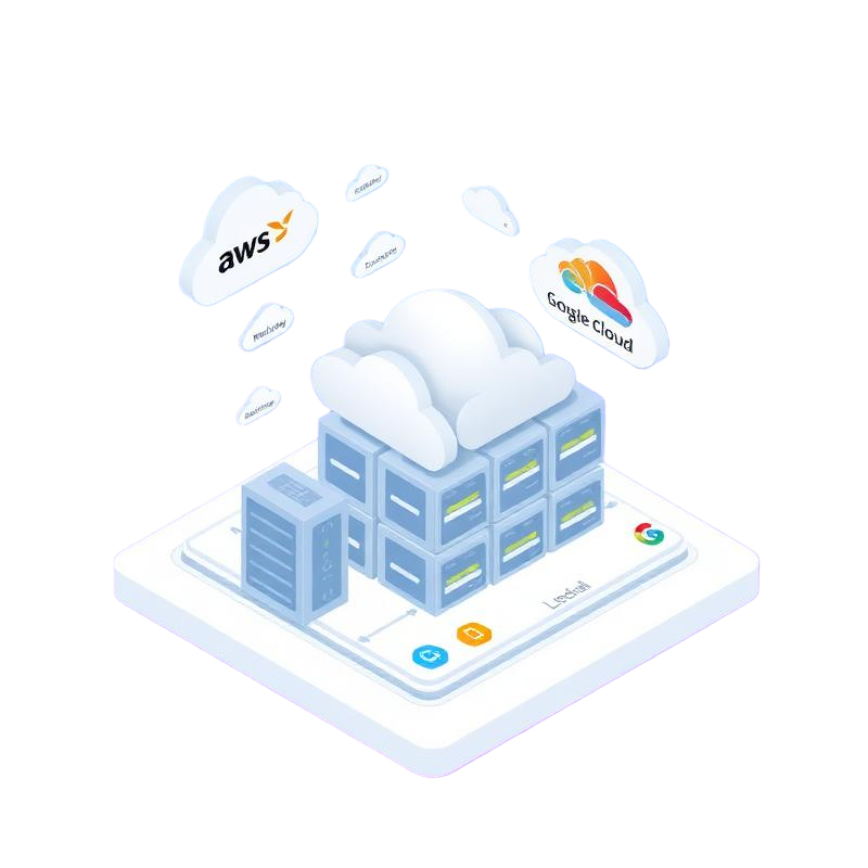 Cloud infrastructure and deployment illustration