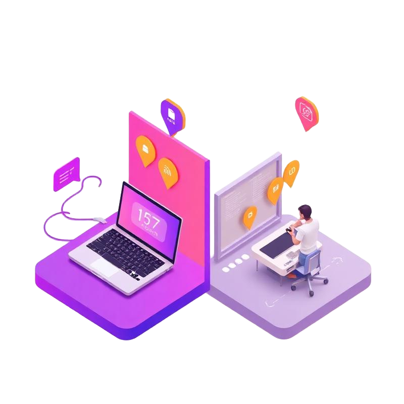 Remote and on-site IT support illustration